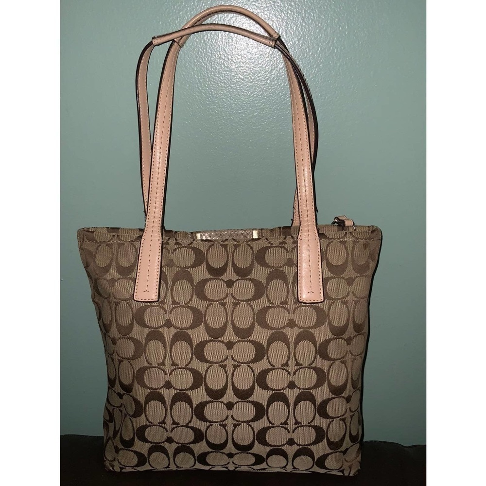 Coach Signature Stripe Python Khaki Tote - image 2